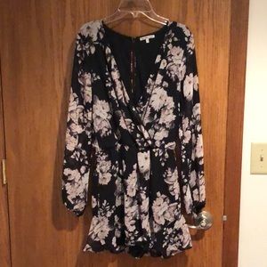 Black and Pink Floral Romper